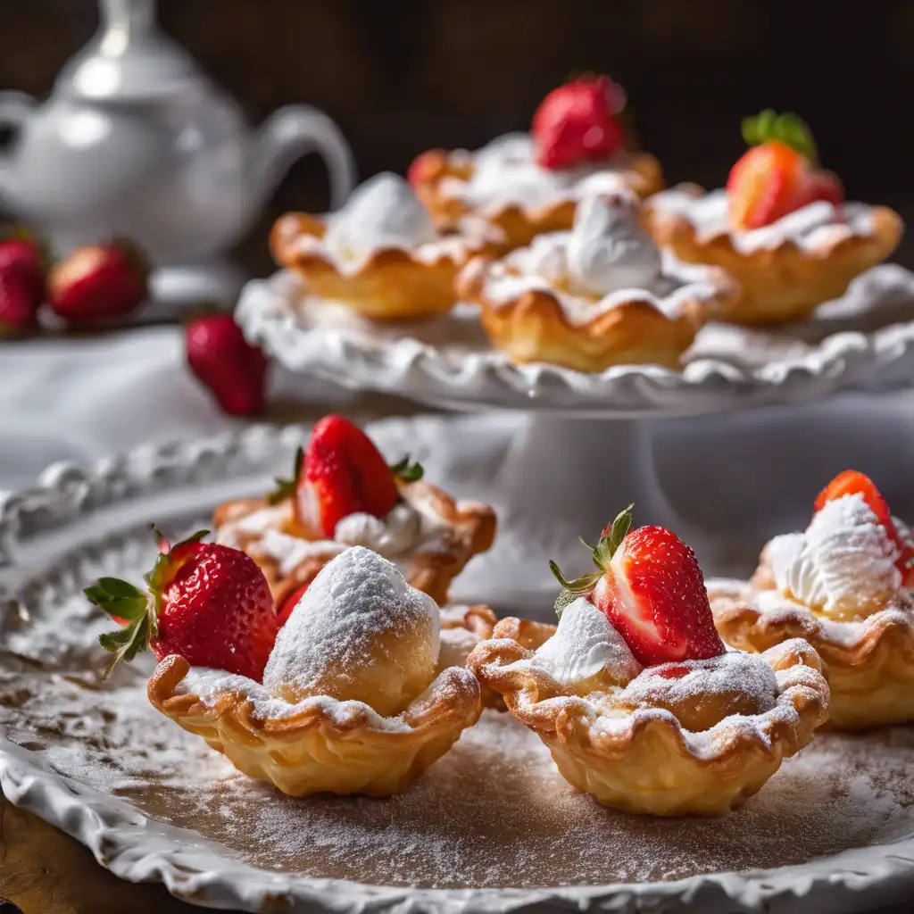 Crispy Cestinha with Cream, Strawberry, and Honey