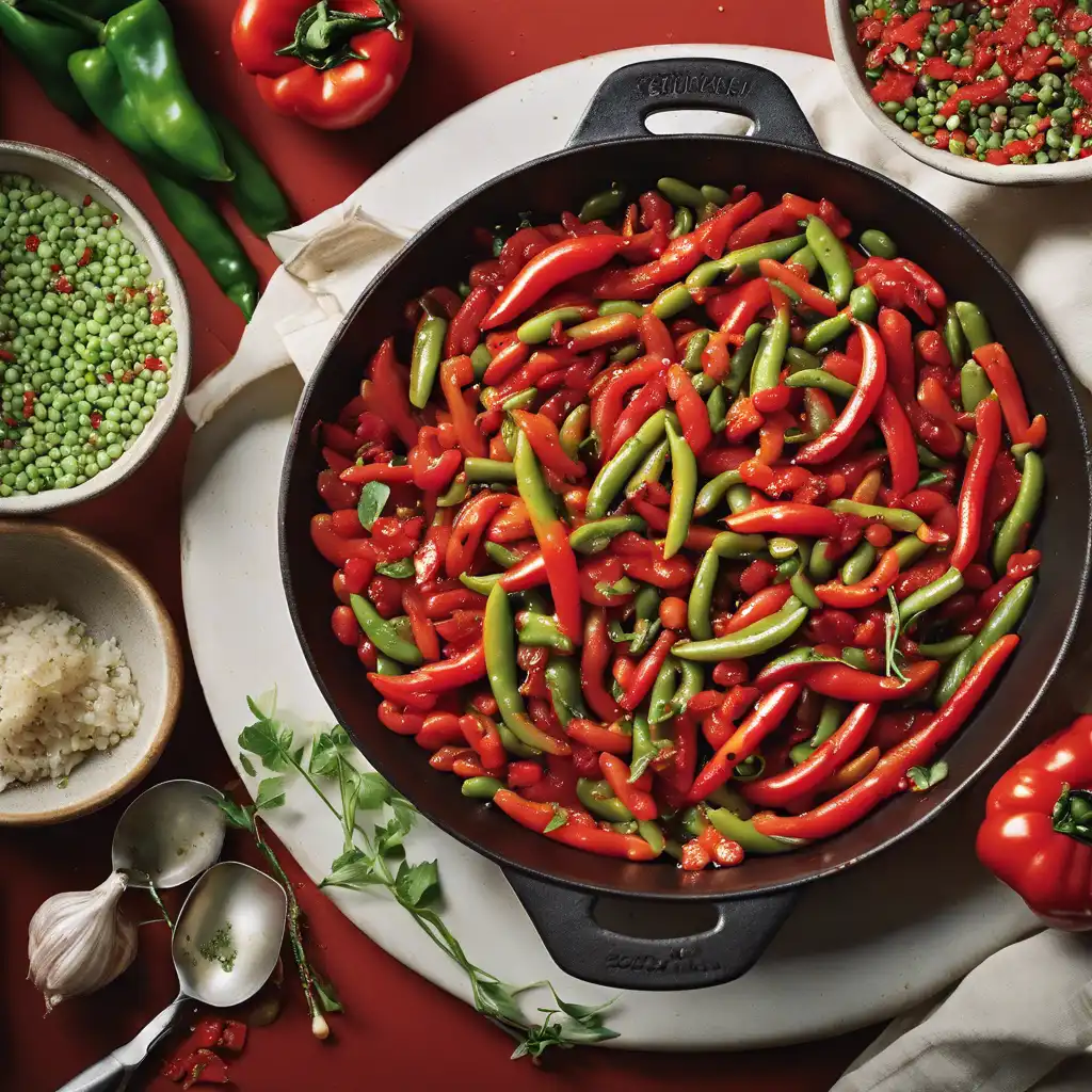 Beans and Tomatoes with Peppers and Garlic