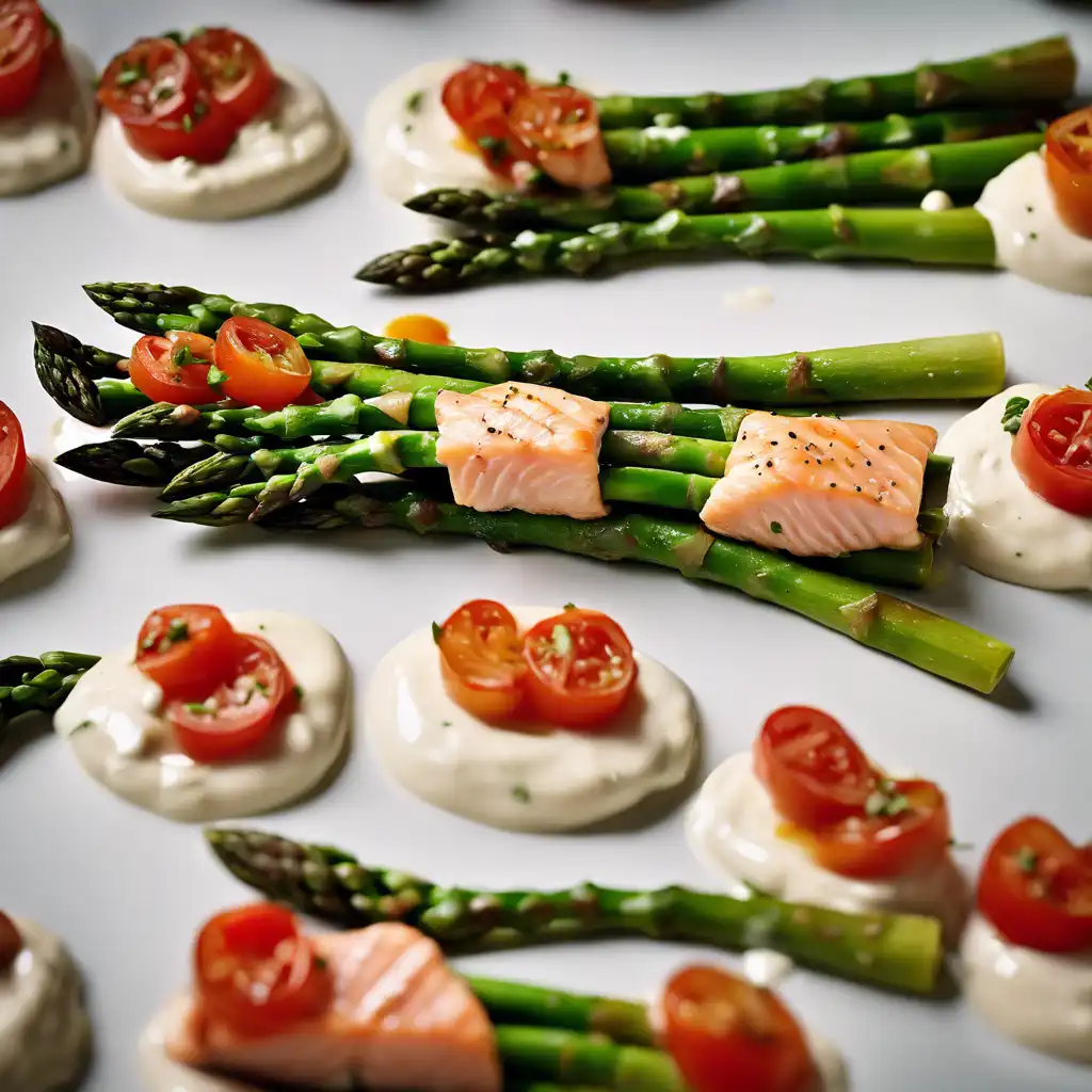 Assorted Asparagus with Tomatoes and Creamed Horseradish Sauce