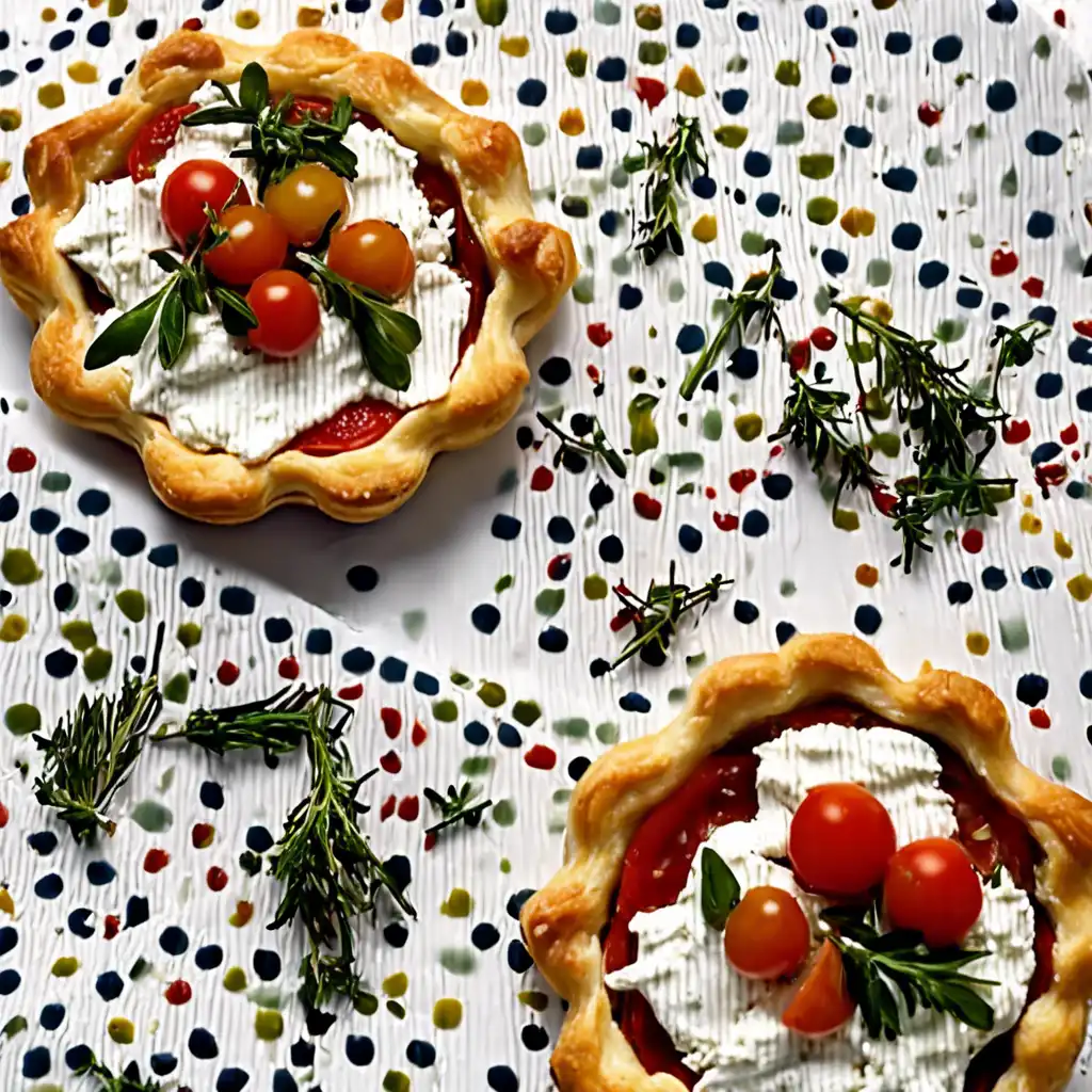 Fresh Sheep Ricotta and Tomato Tartlets with Fresh Thyme and Pine Nuts, served with Tomato Skins