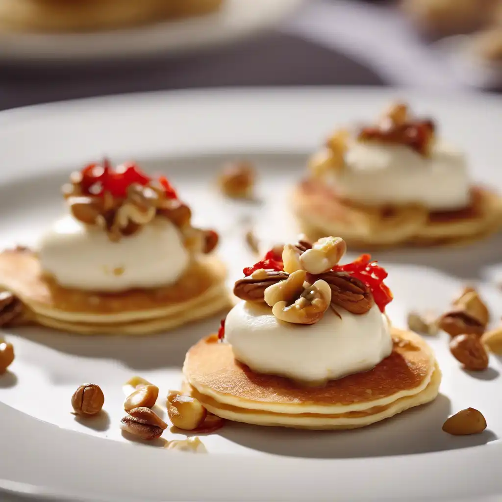 Mini Pancake with Mascarpone and Nuts