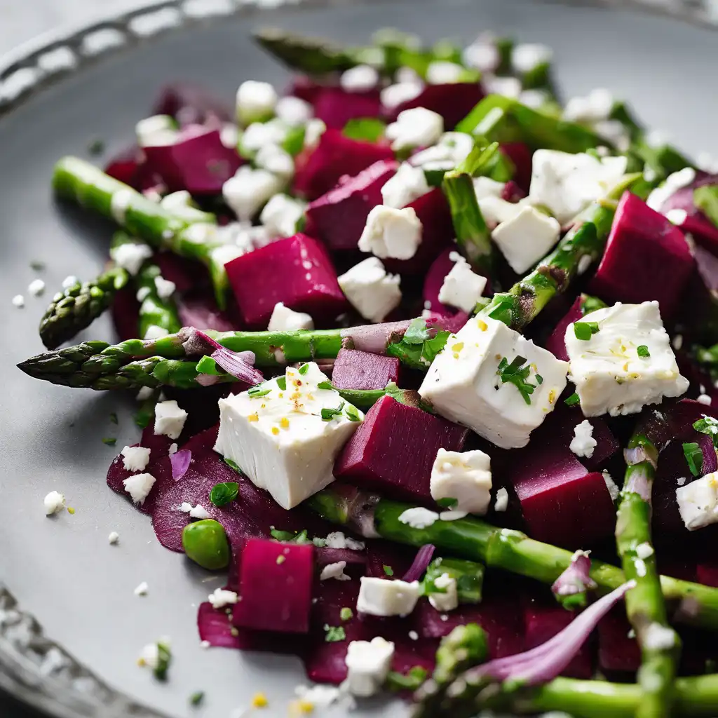 Beetroot Salad with Goat Cheese and Asparagus