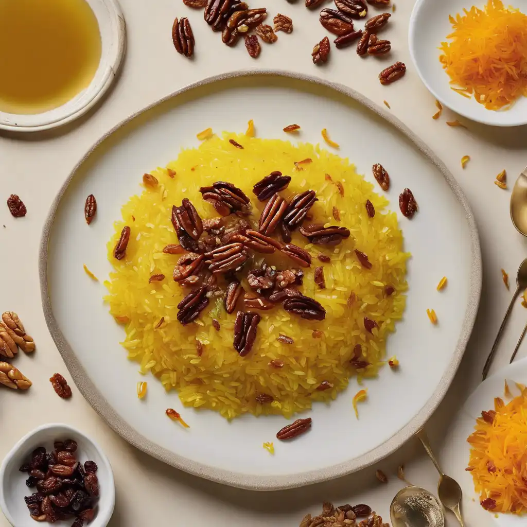 Rice with Saffron, Dried Raisins and Pecans