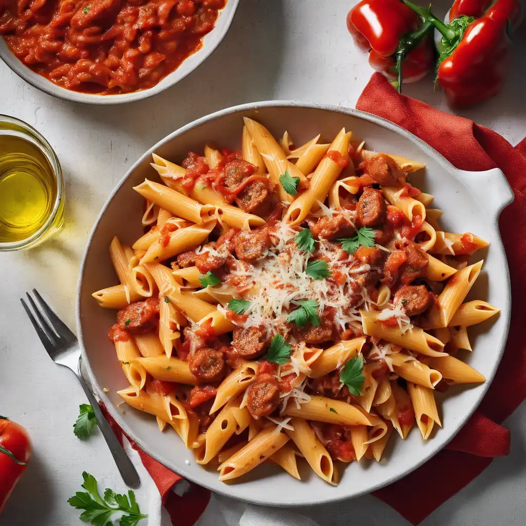 Penne with Pimento and Sausage Sauce