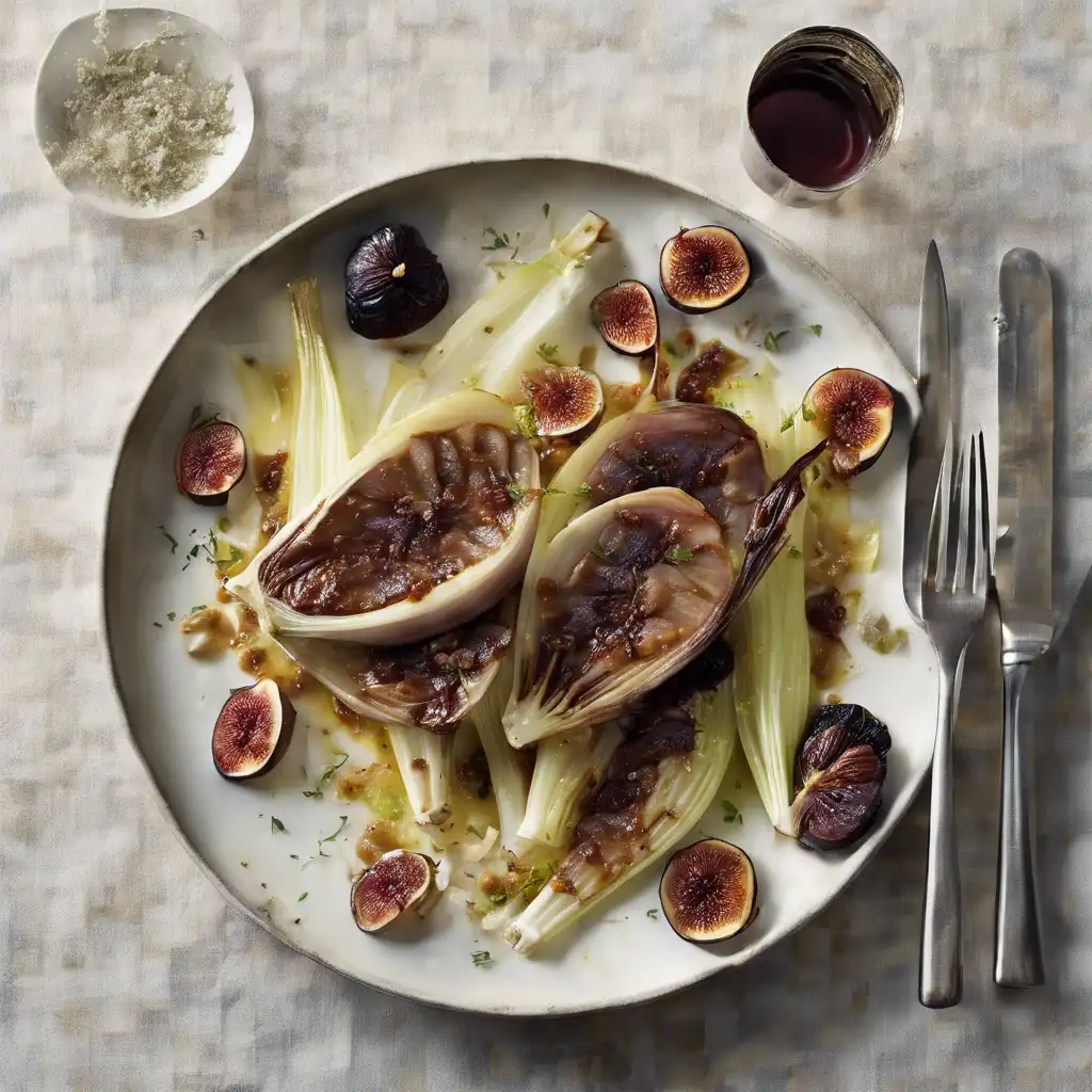 Pork Chop with Glazed Endive and Dried Figs