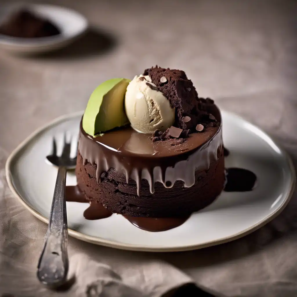 Chocolate Cake with Avocado Ice Cream