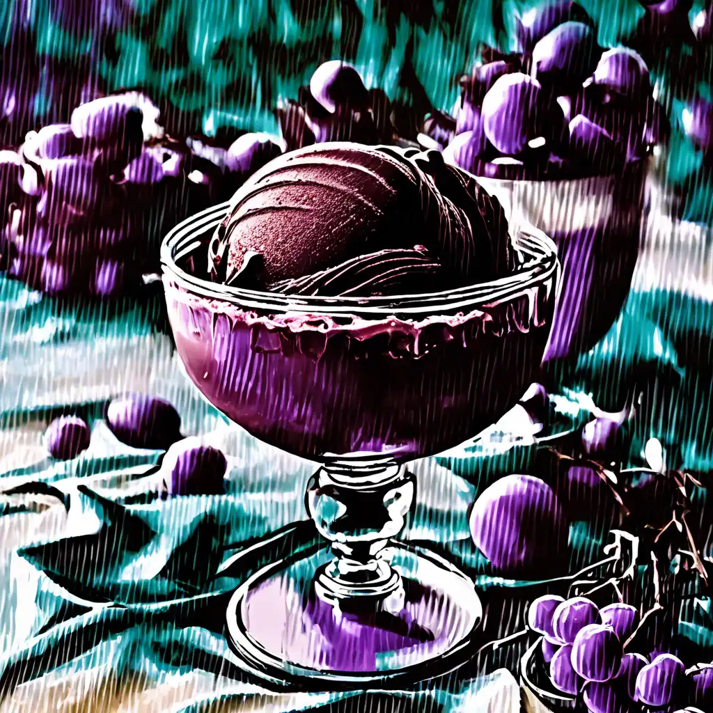 Grape Pulp Ice Cream with Chocolate