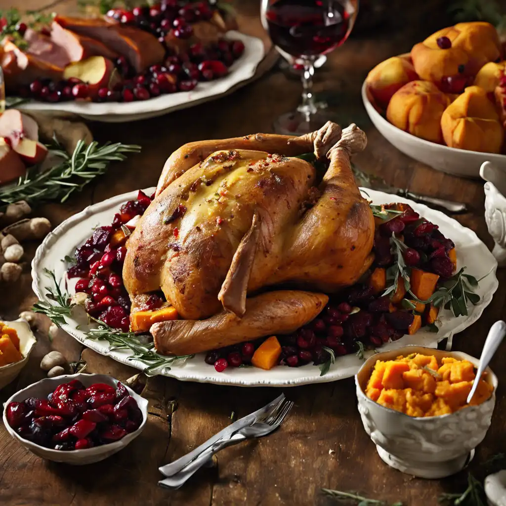 Sweet Potato and Fruit Stuffed Turkey with Mashed Sweet Potatoes