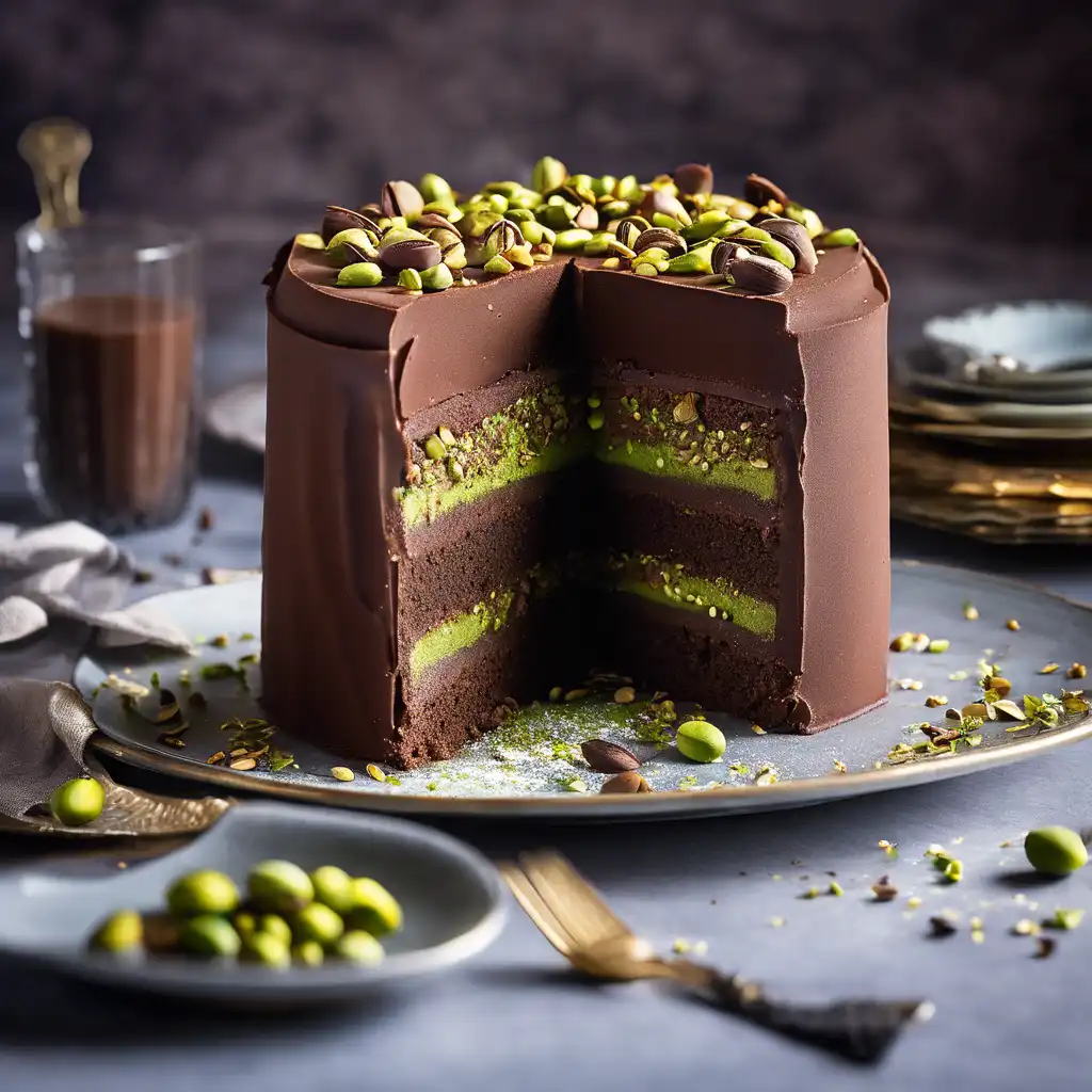 Chocolate and Pistachio Mousse Cake