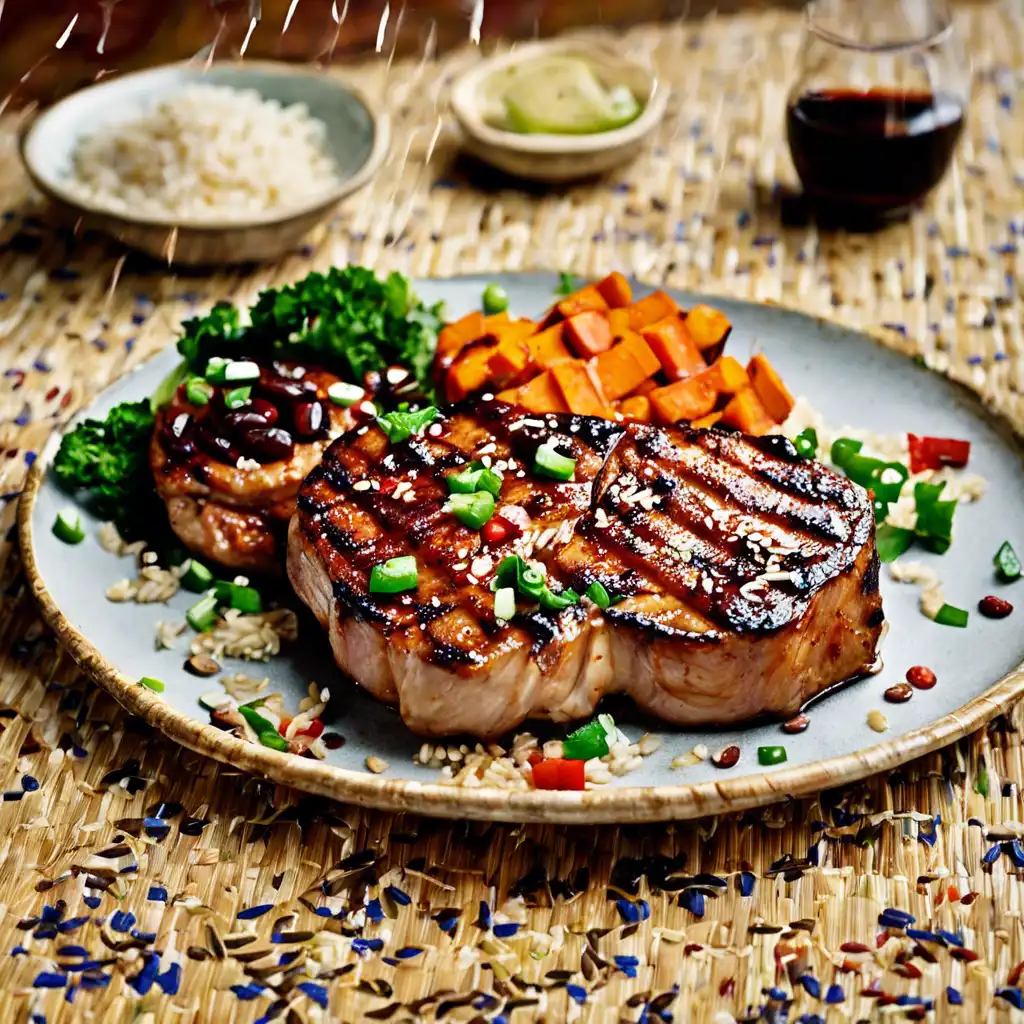 Pork Chops Grilled with Mixed Rice