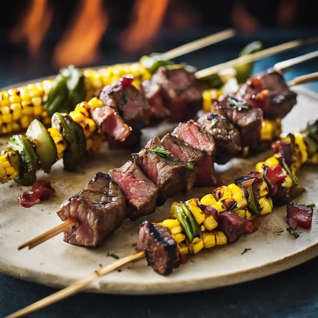 Grilled Beef Skewers with Vegetable Relish