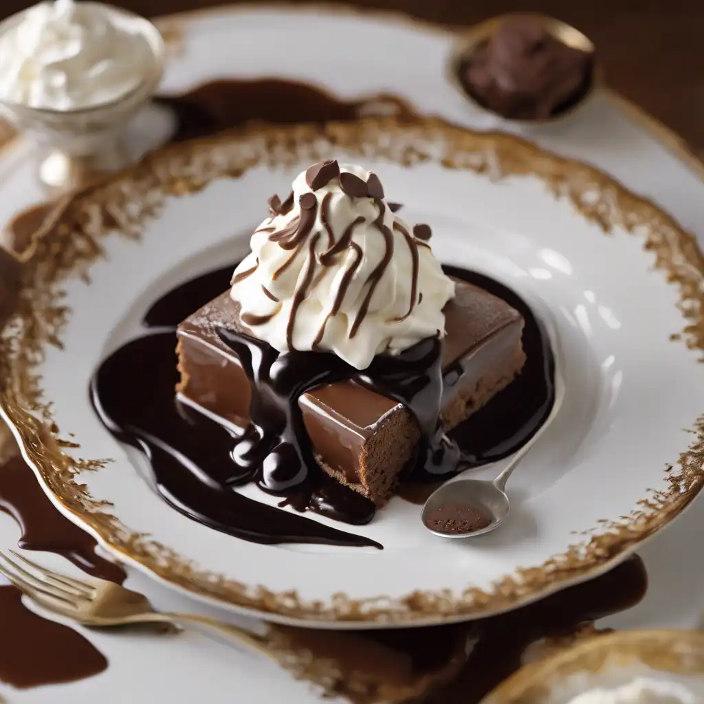 Chocolate Carolinas with Cream and Chocolate Sauce