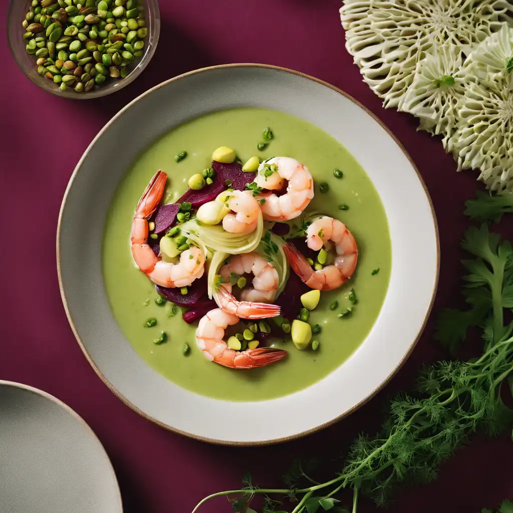 Pistachio-Infused Shrimp in Creamy Leek Sauce