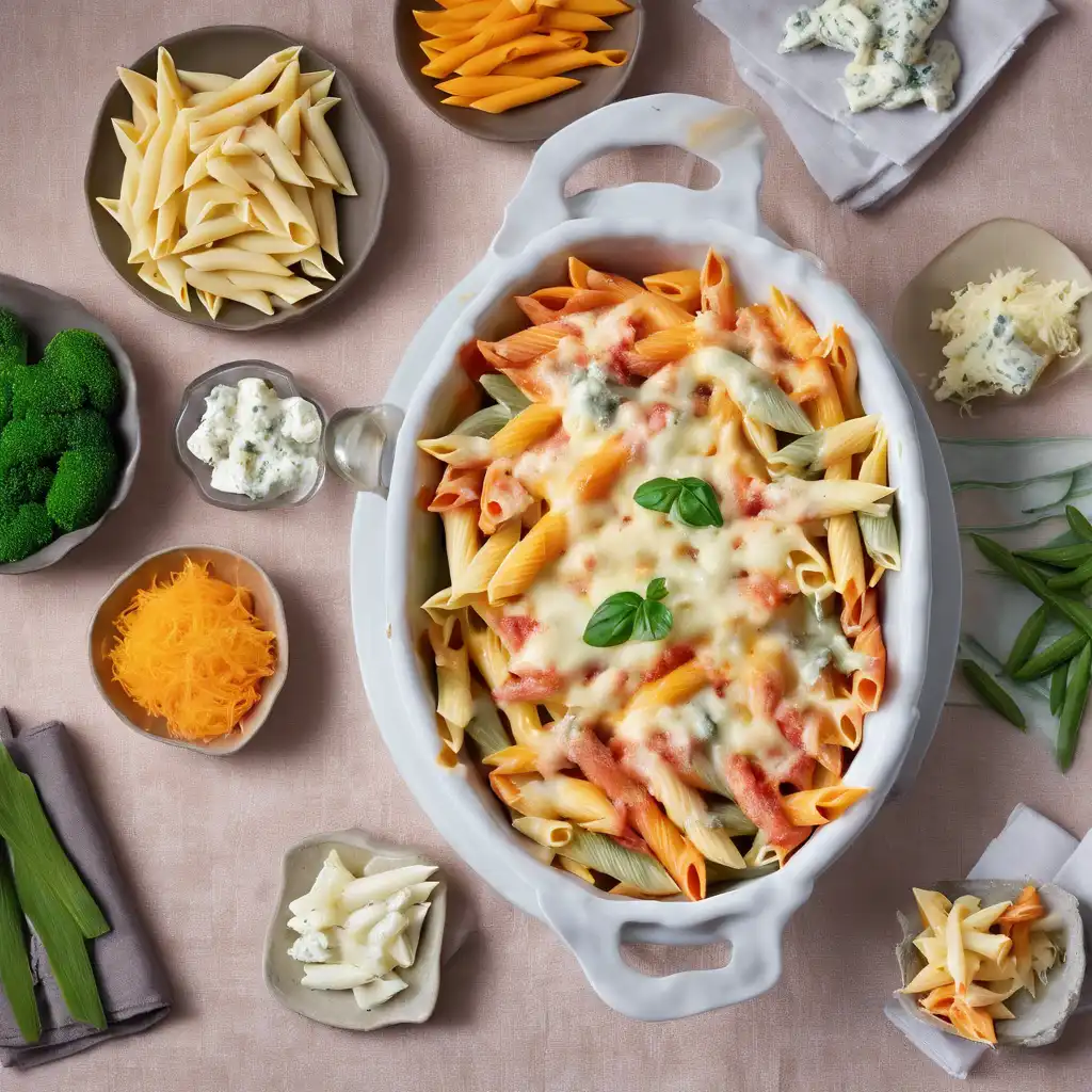 Four-Cheese Penne Tricolor Casserole