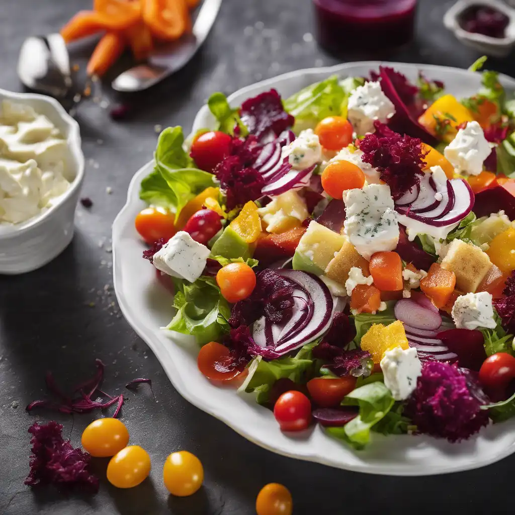 Rainbow Salad with Croutons