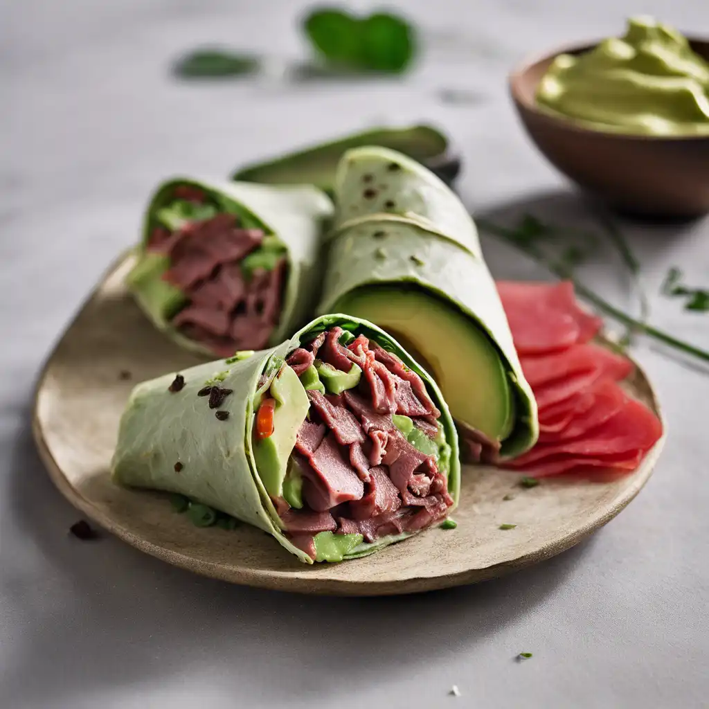 Dried Beef Wrap with Avocado Cream