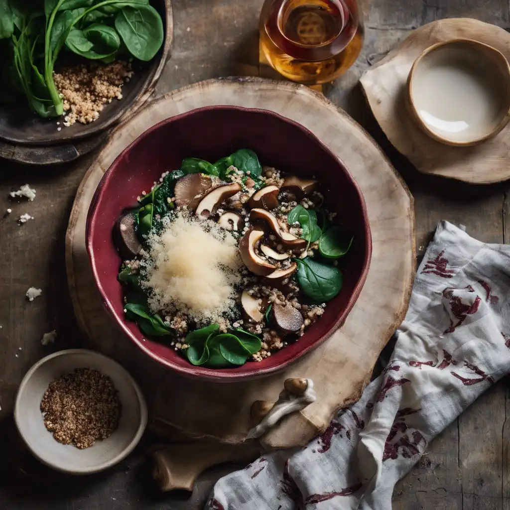 Shiitake Mushroom, Cheese, and Spinach Quinoa Bowl