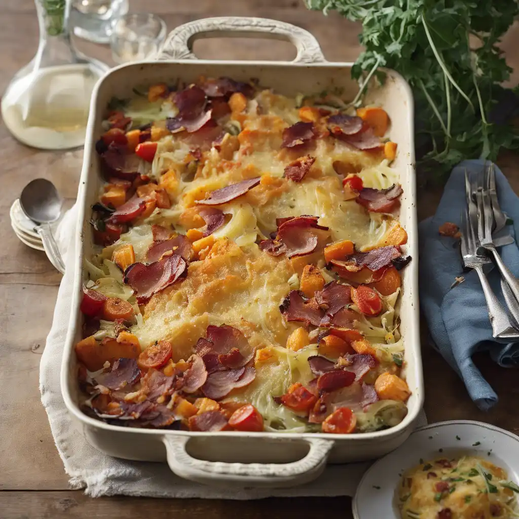 Roasted Sweet Potato and Cabbage Gratin