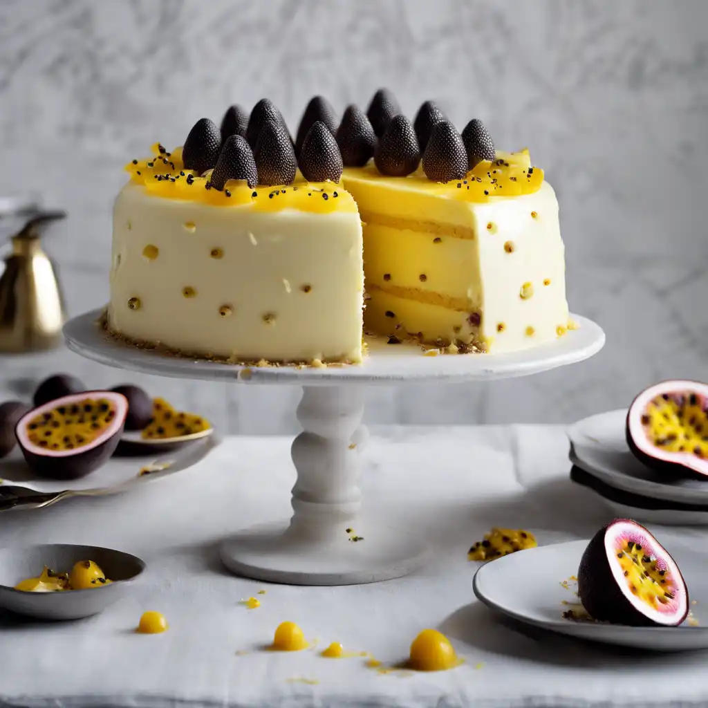 White Chocolate Mousse Cake with Passionfruit