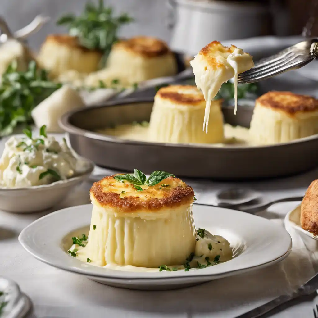 Mashed Potato Soufflé with White Sauce