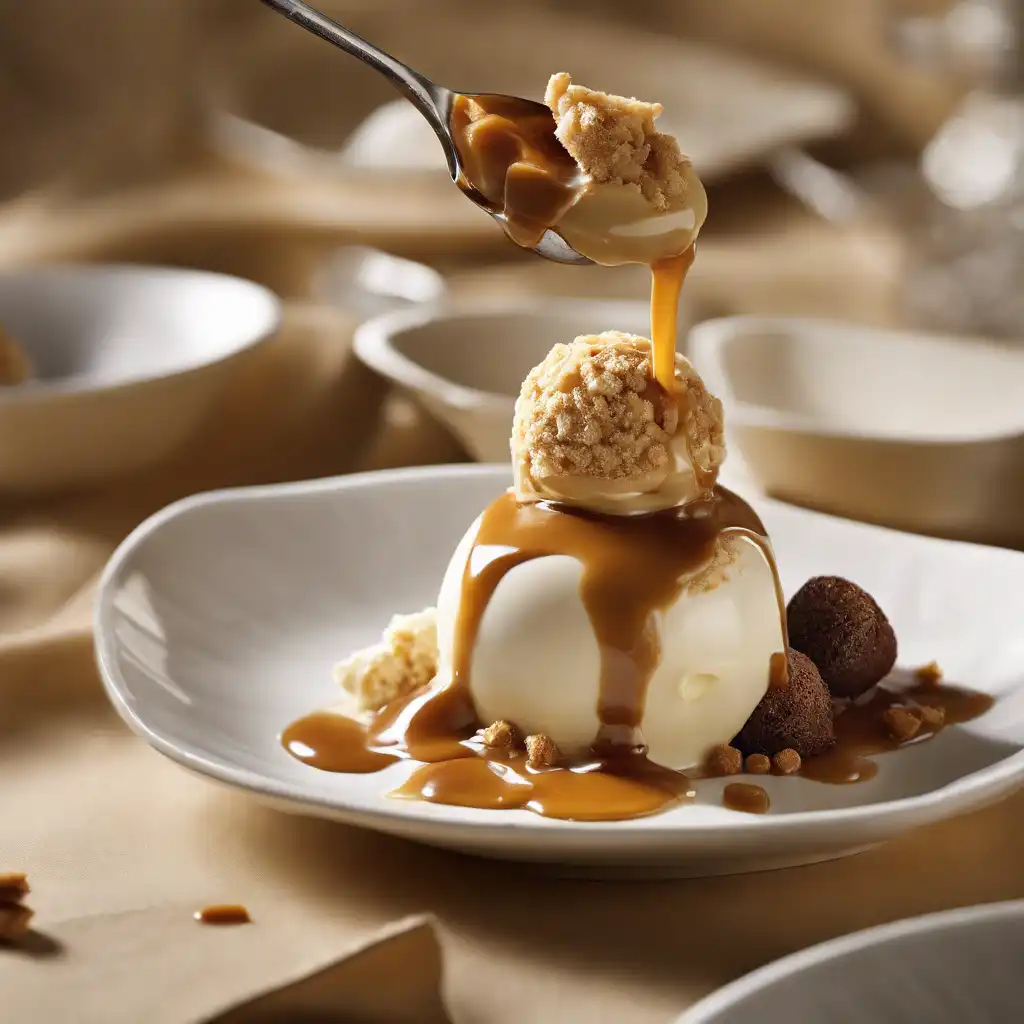 Toffee Crunch Ice Cream with Caramel Sauce and Toffee Crumble