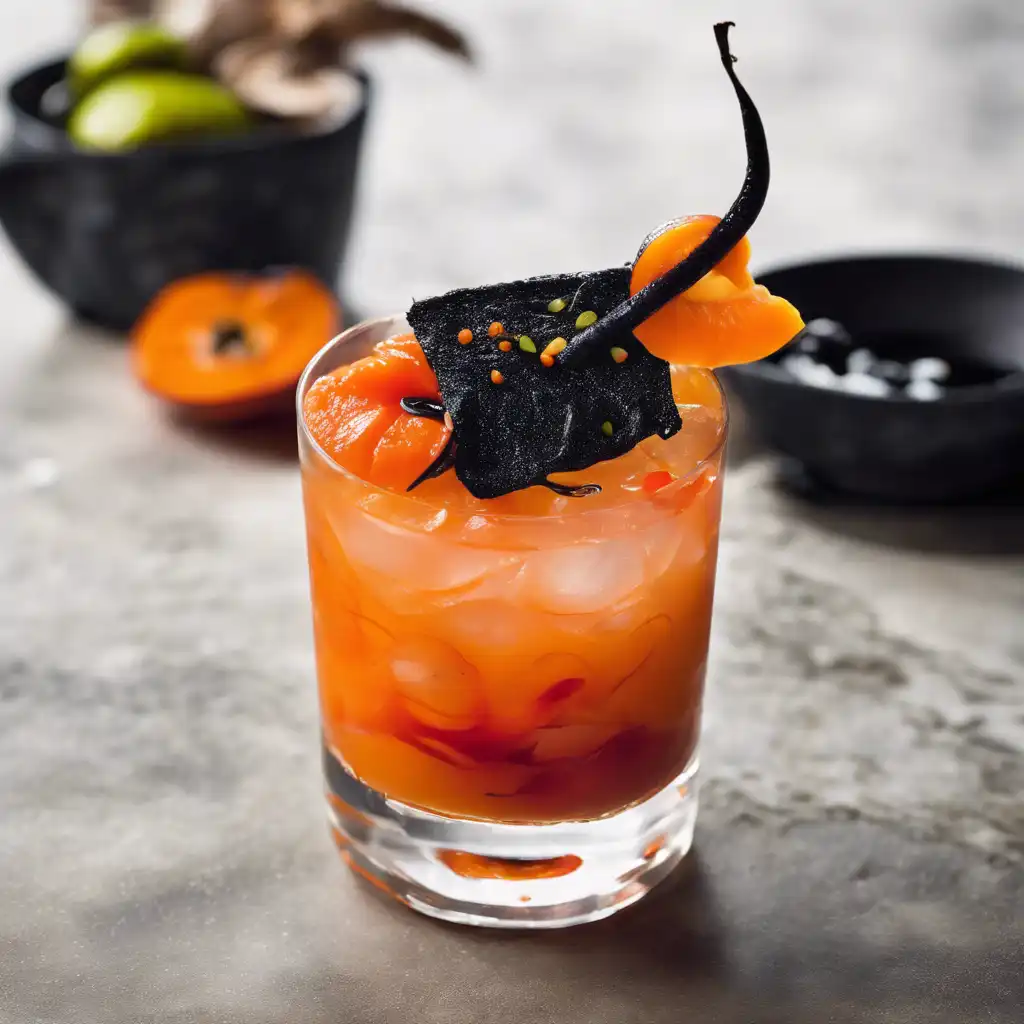 Persimmon Caipirinha with Squid Ink