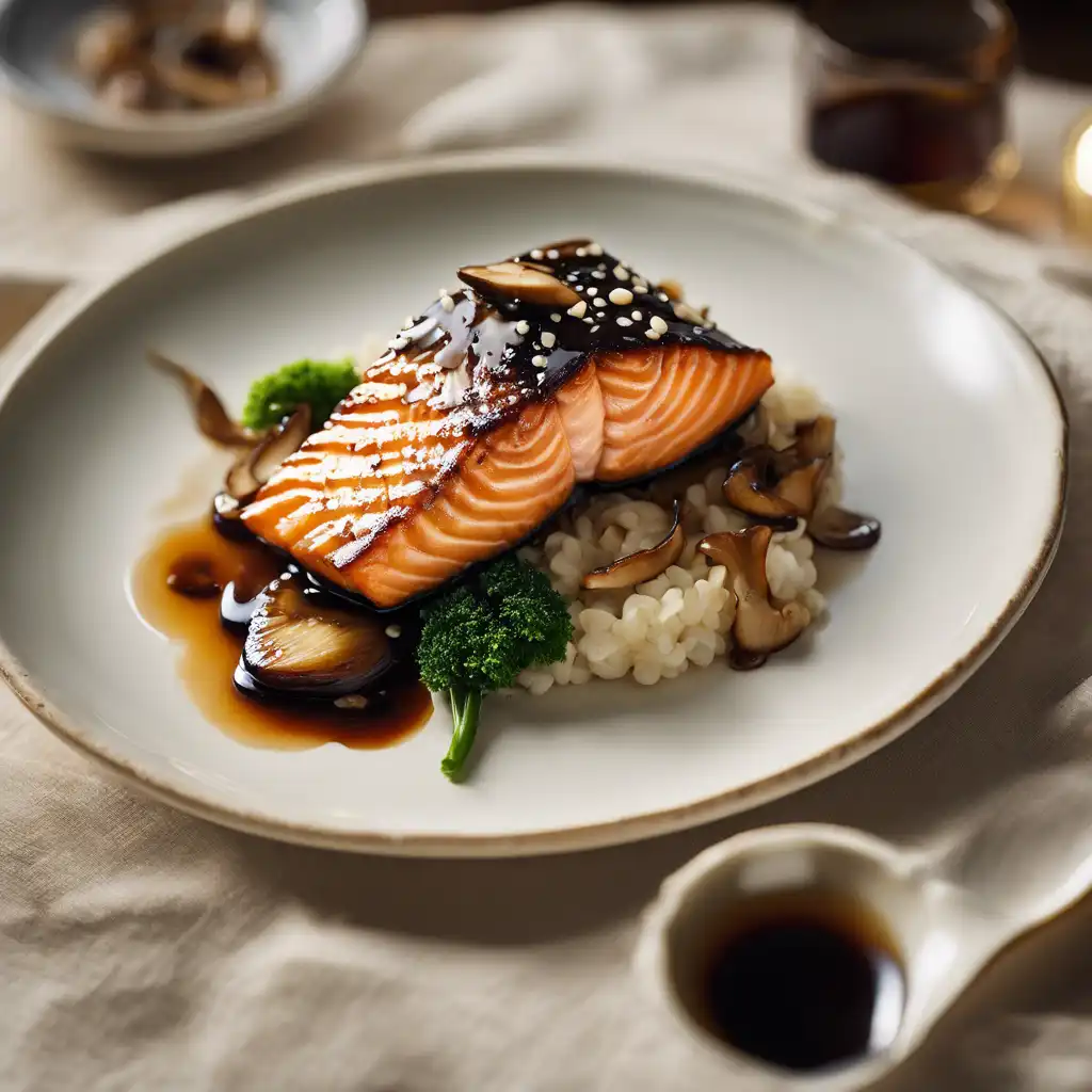 Teriyaki Salmon with Shimeji Mushroom in Butter