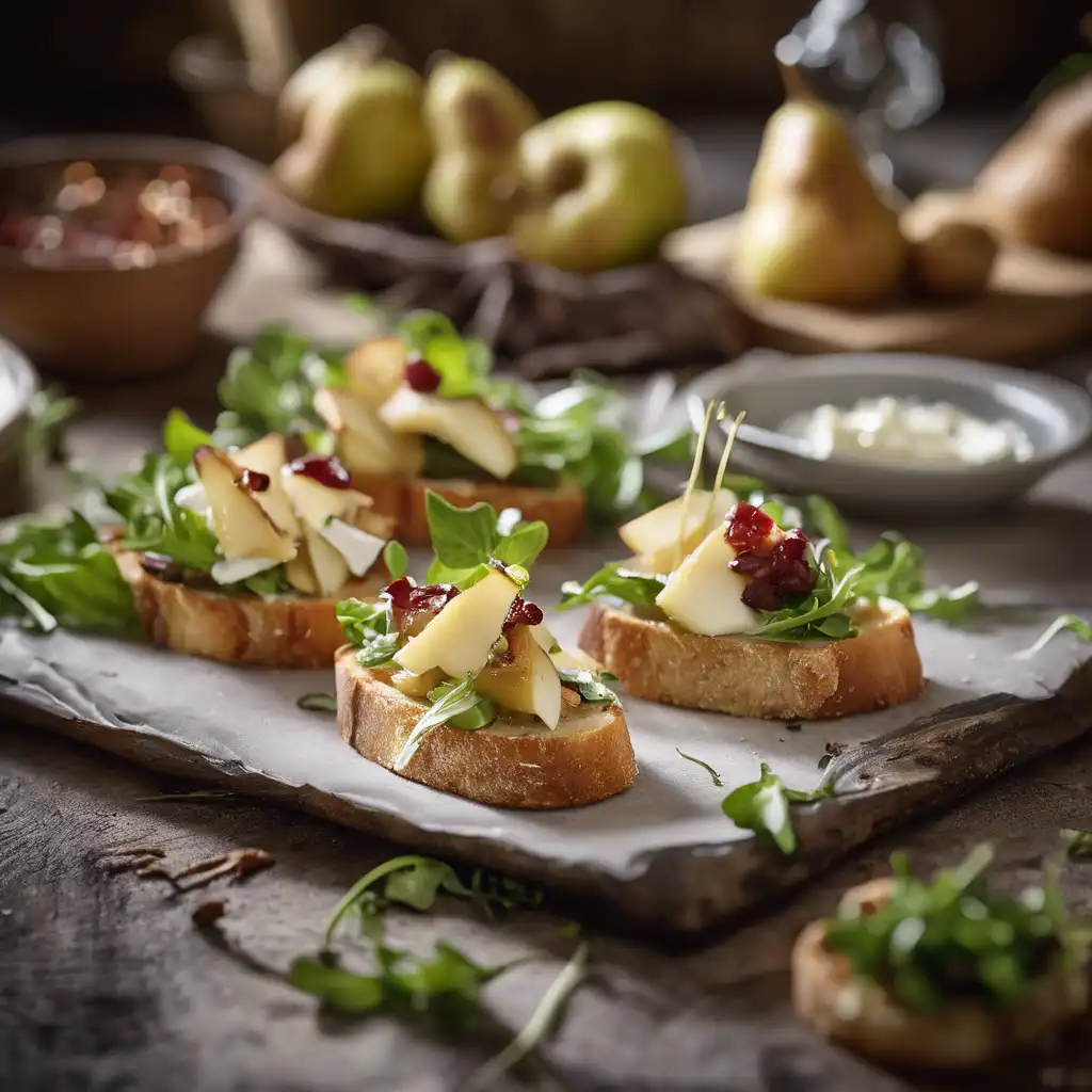 Crispy Pear Bruschetta with Brie and Salad