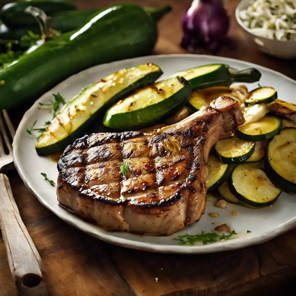 Grilled Pork Chop with Zucchini