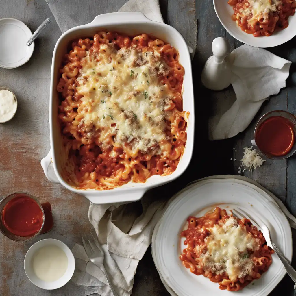 Twice-Baked Macaroni with Red and White Sauces Gratinated