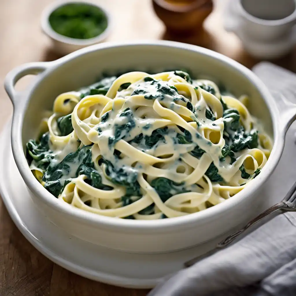 Spinach Fettuccine with Cream Sauce