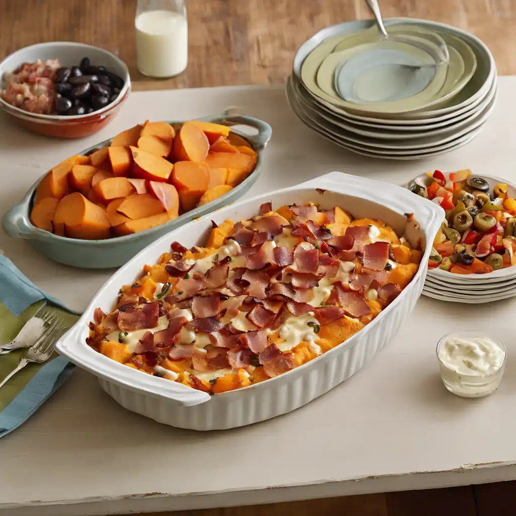 Sweet Potato Casserole with Bacon and Mayonnaise