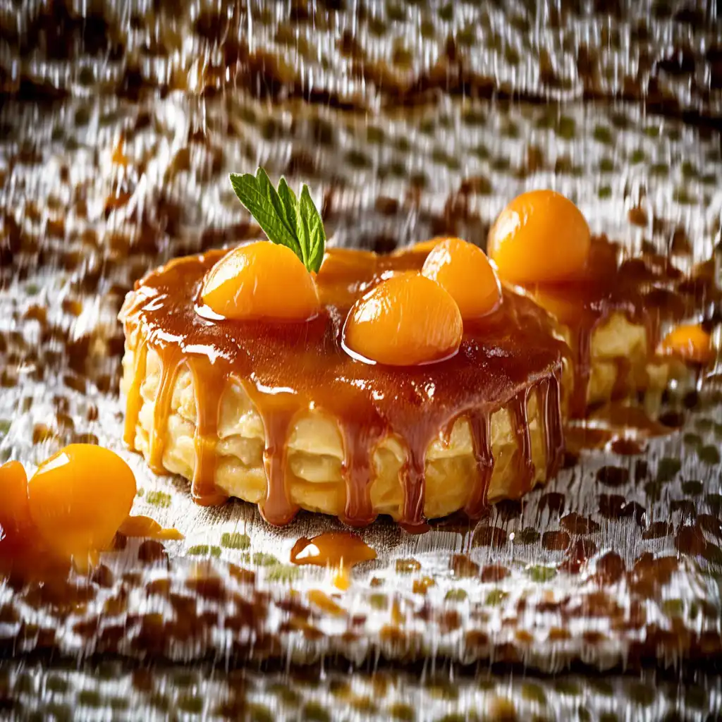 Sweet Pudding with Caramel and Apricot