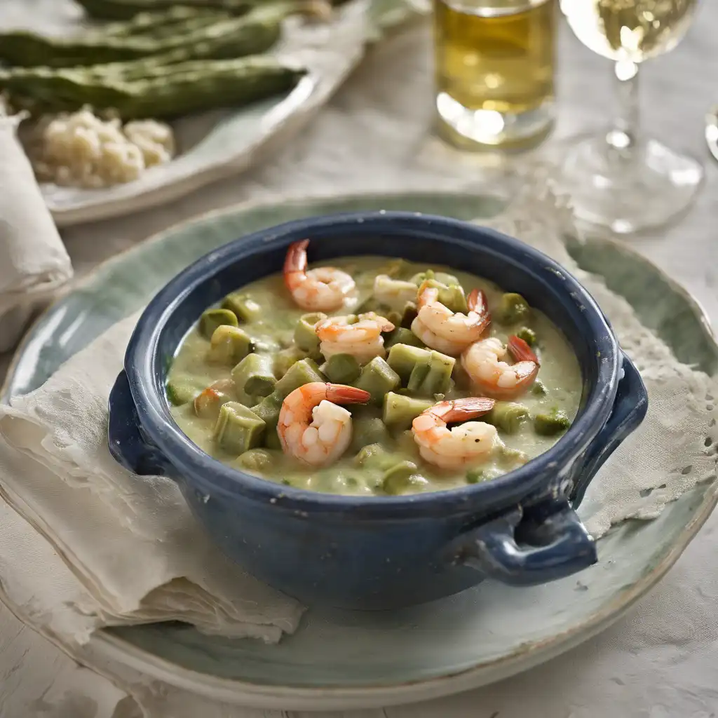 Okra Stew with Shrimp and Gorgonzola