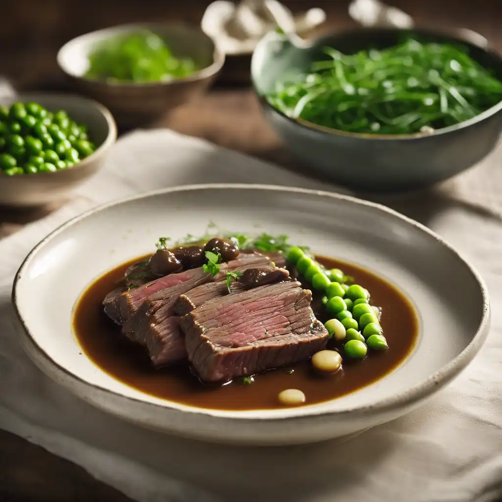 Braised Beef with Bean and Pea Broth