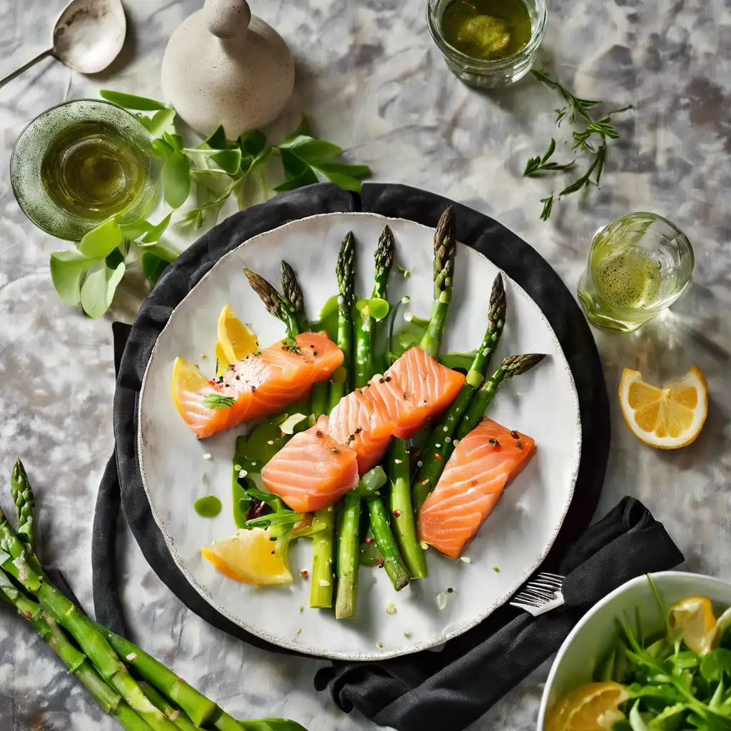 Smoked Salmon Cube Salad with Green Asparagus