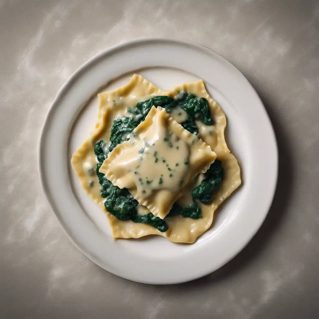 Ricotta Ravioli with Spinach and Mushroom Cream