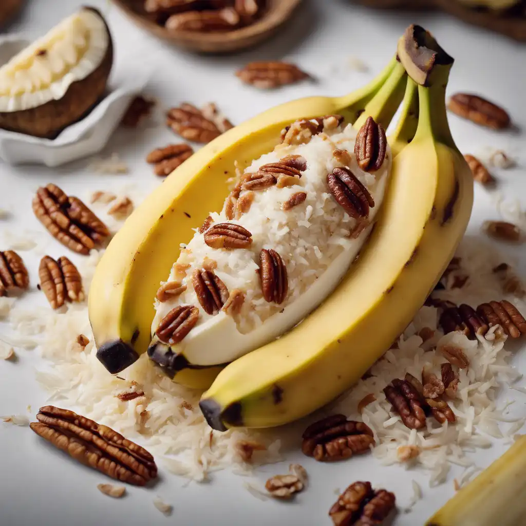 Baked Banana with Coconut and Pecans