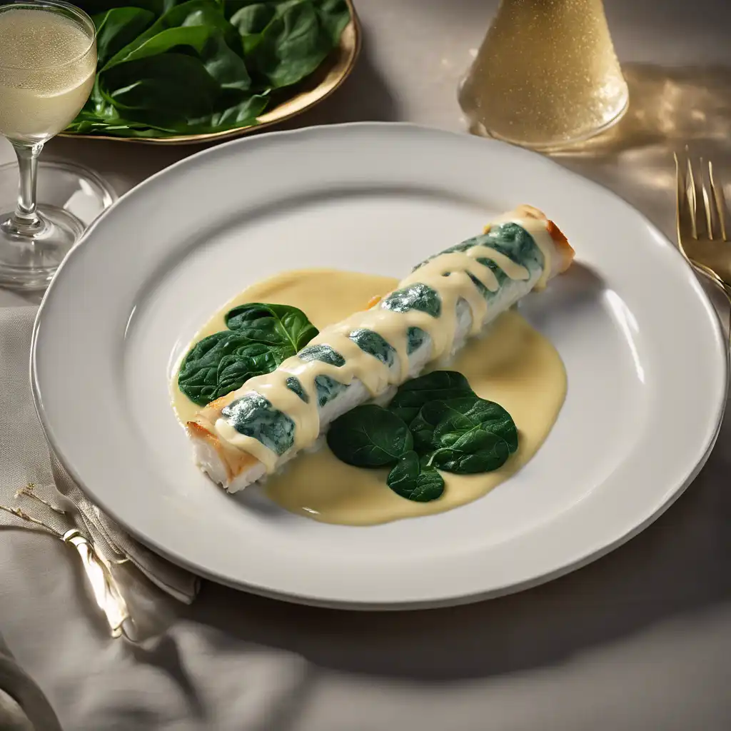 Haddock and Spinach Roll with Champagne Sauce