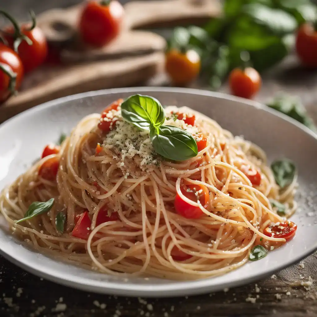 Quinoa Spaghetti with Tomato, Provolone, and Basil