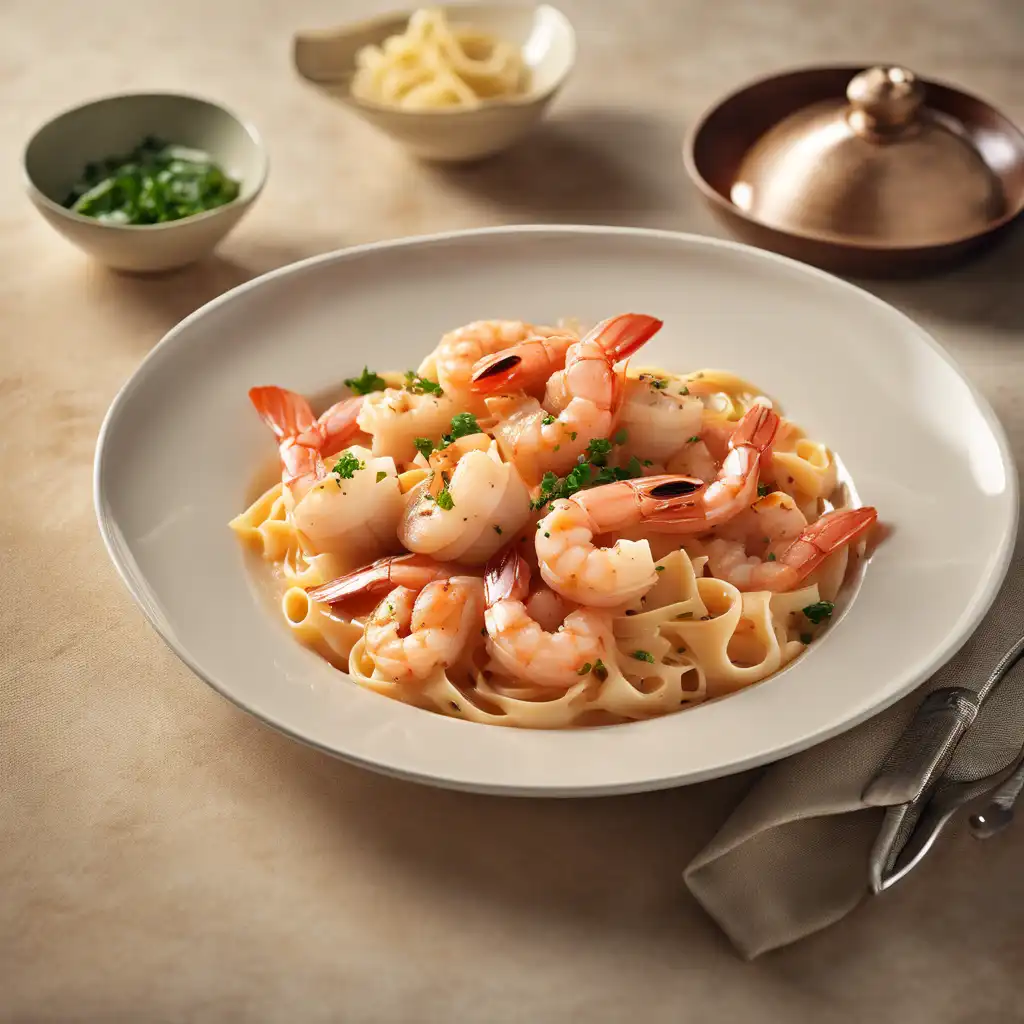 Shrimp Fettuccine with Shrimp and Scallop Sauce