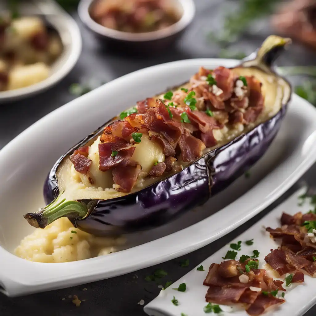 Stuffed Eggplant with Potato and Bacon