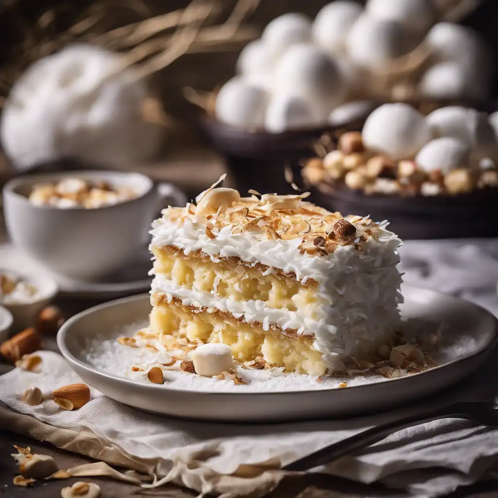 Coconut and Nut Cake with Marshmallow