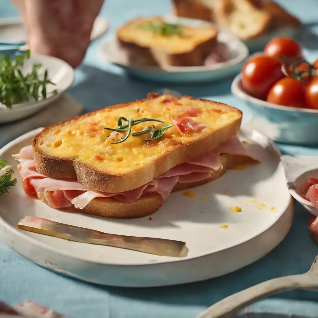 Cheesy Toast with Tomato and Ham