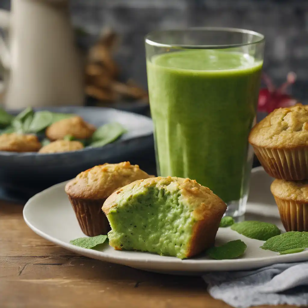 Green Smoothie with Creamy Fubá Muffins