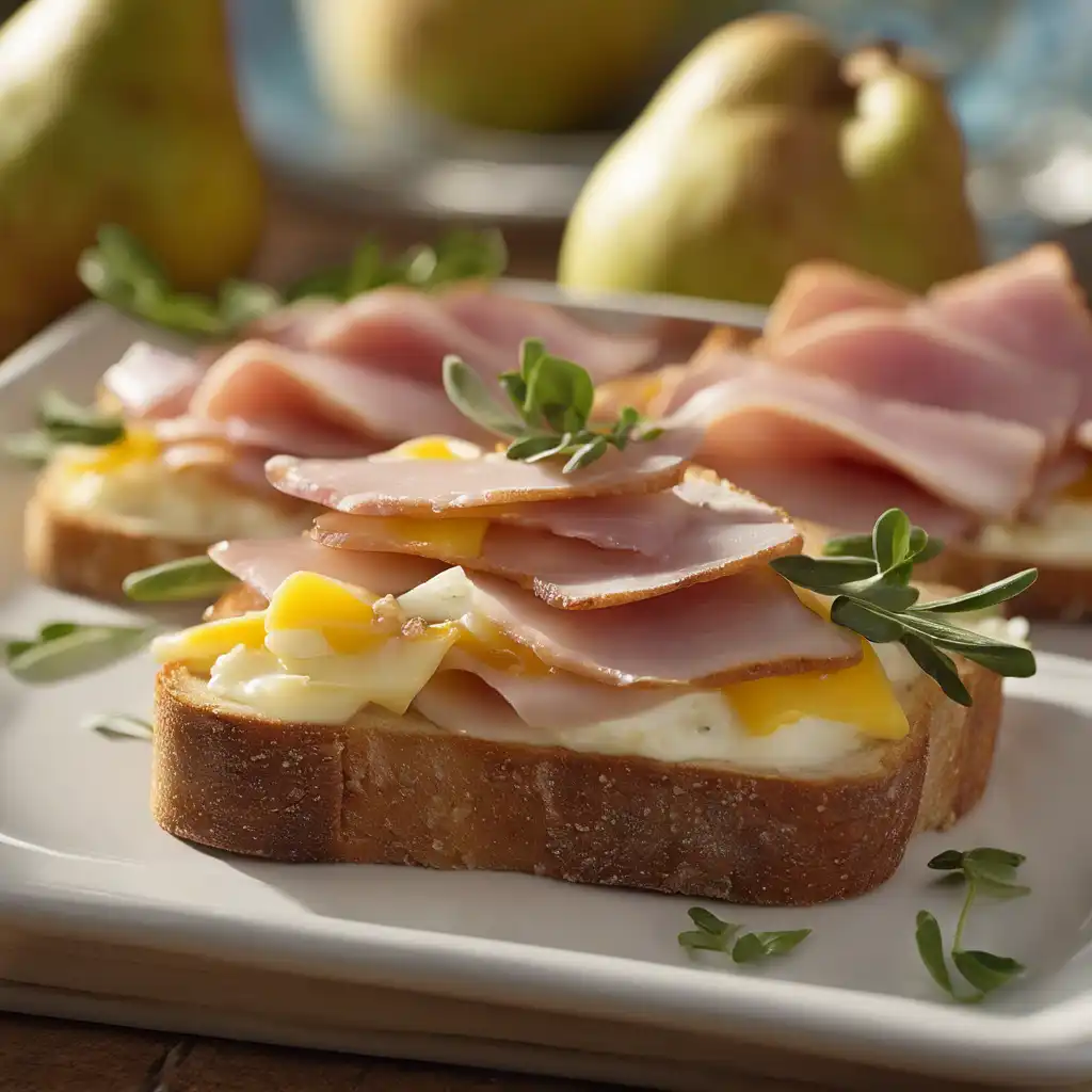 Pear Toast with Ham and Cheese