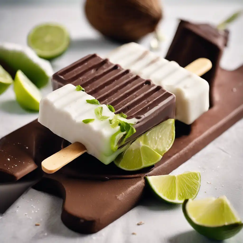 Coconut, Chocolate, and Lime Popsicle