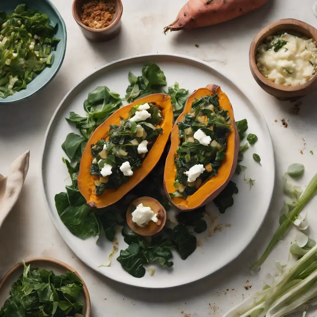 Stuffed Sweet Potatoes with Turnip Greens