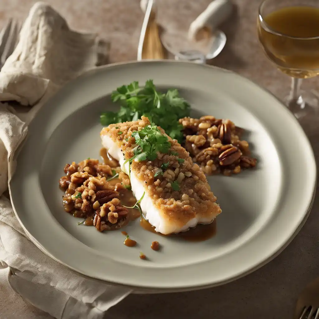 Cod in Crunchy Breading with Pecan Walnut Sauce