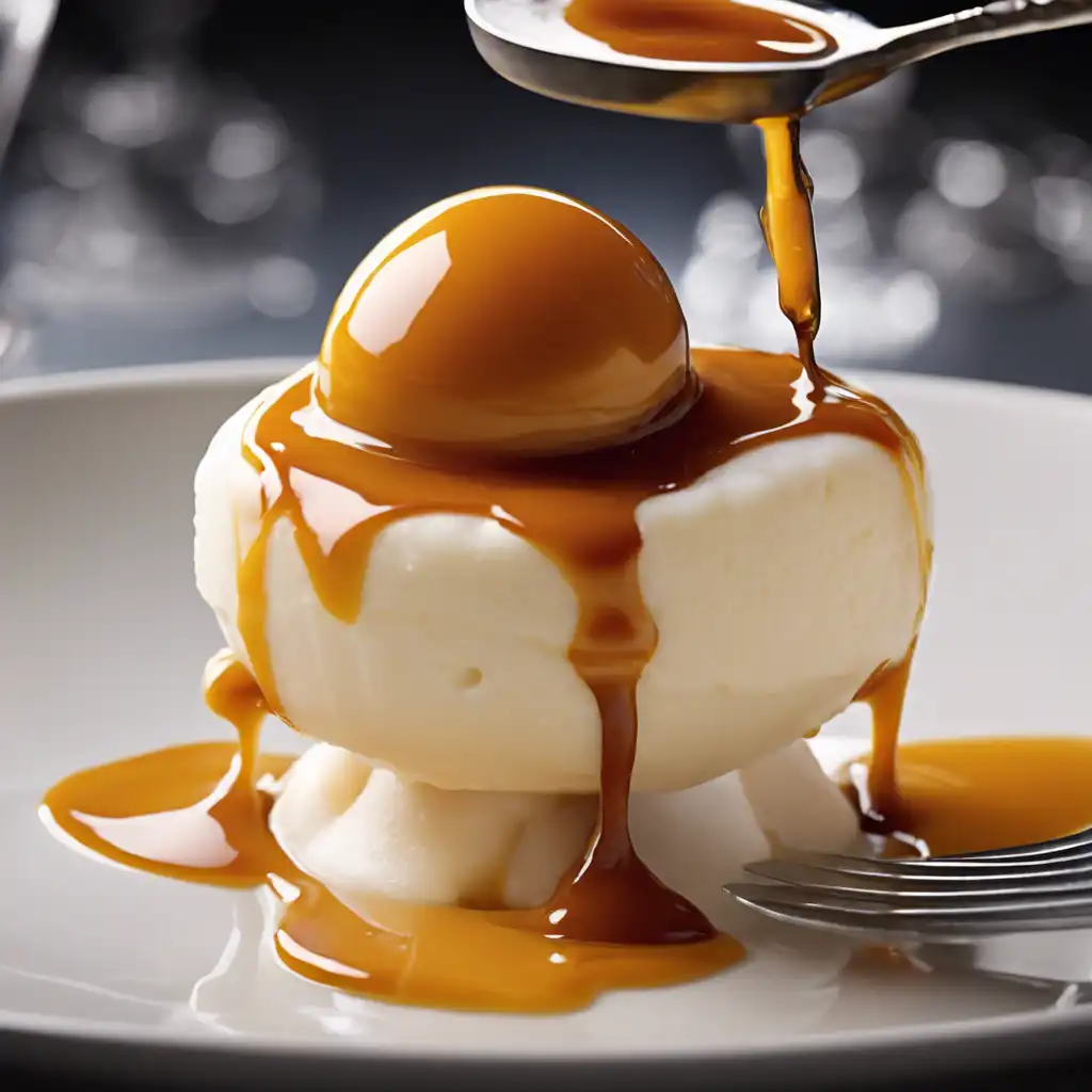 Orange Sorbet with Caramel Sauce